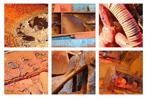 Detailfotos von Rost in einem Hafen in der Bretagne